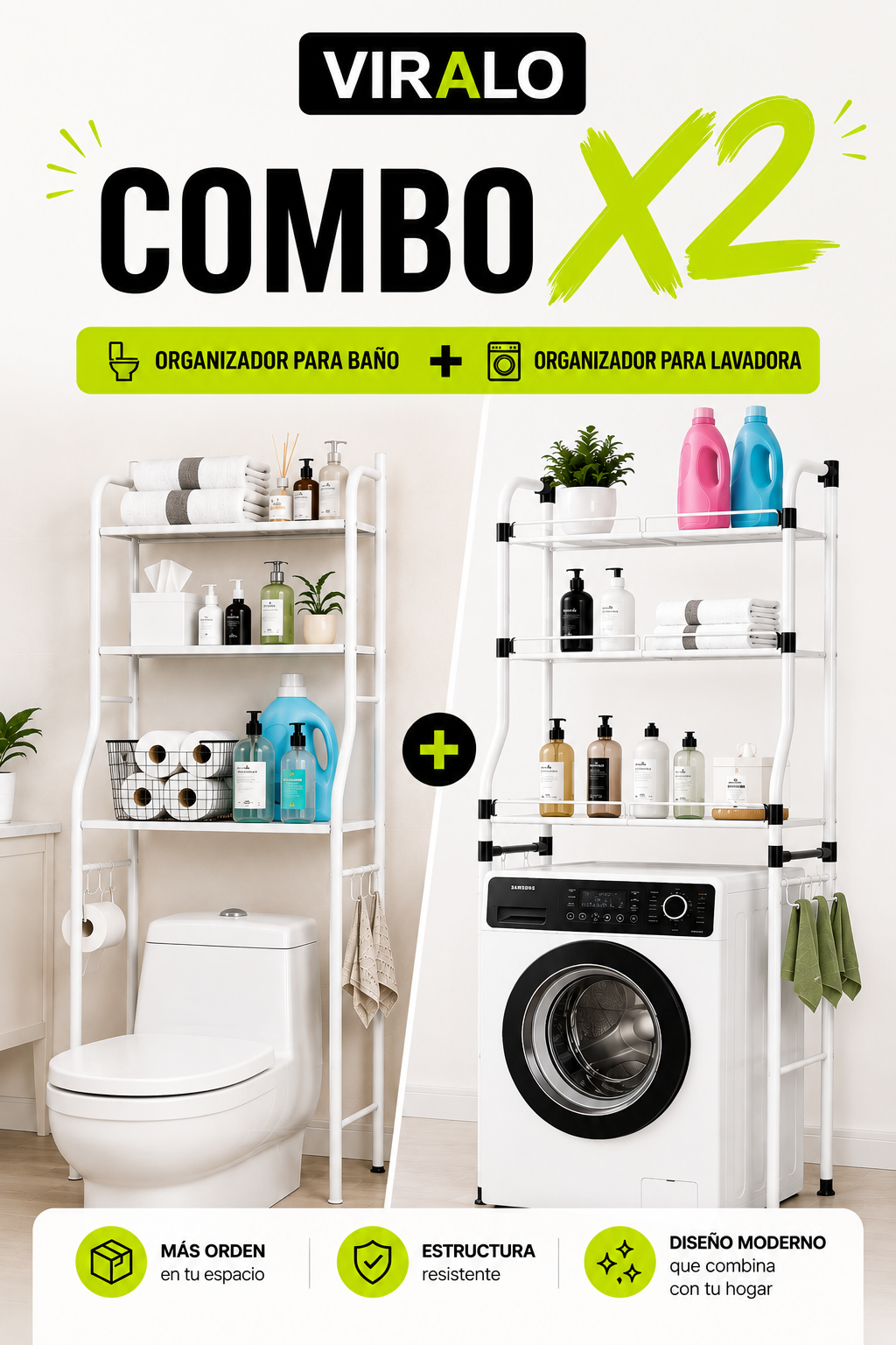 Combo x2: Organizador para Baño + Organizador para Lavadora